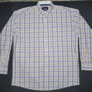 Wrangler George Staight Collection Mens Blue Tan Button Up Shirt Size XL